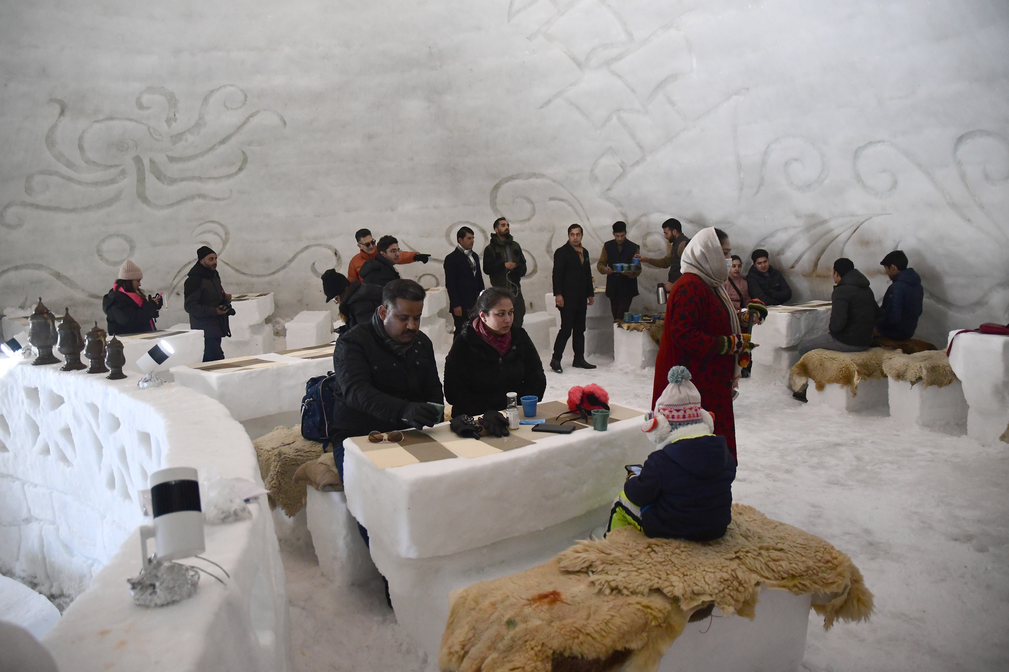 The staff of Kolahoi group said that this year's Igloo is much bigger than the one they had built last year